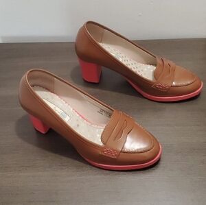 Boden Chunky Penny Loafer Stylish Brown and Pink Women's Shoes Size 36 EU